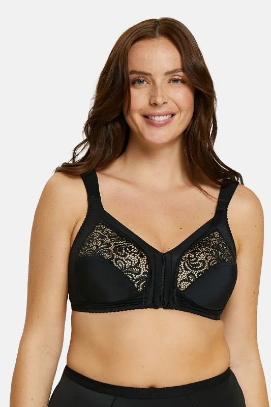Women's High Waist Lingerie Bodysuits Clara Classic Wireless Bra Black