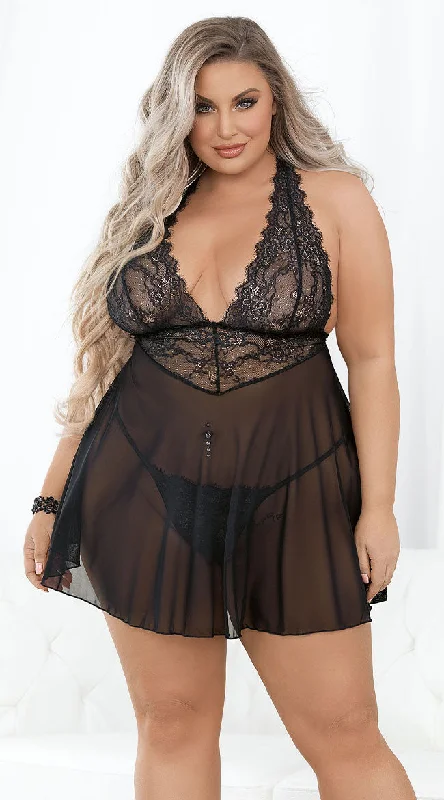 Comfortable Cotton Lingerie for Women Plus Size Serious Turn On Babydoll Set