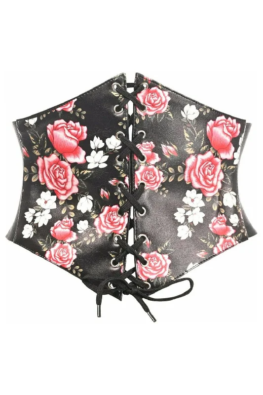 rhinestone embellished women bustiers and corsetsLavish Floral Print Lace-Up Corset Belt Cincher rhinestone embellished women bustiers and corsetsLavish Floral Print Lace-Up Corset Belt Cincher