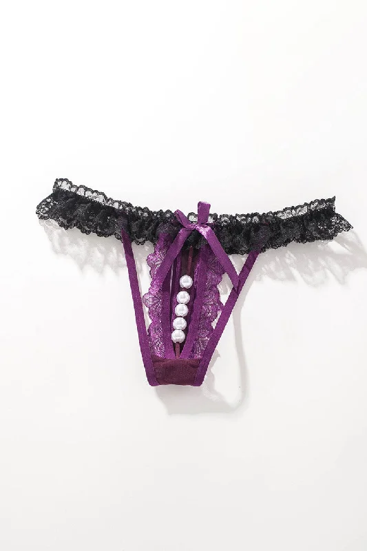 seamless silk - lined women thongs for a smooth and soft feelCrotchless ruffle Lace Thong seamless silk - lined women thongs for a smooth and soft feelCrotchless ruffle Lace Thong