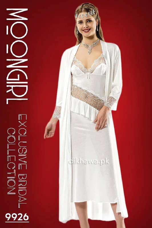 women robes with a patchwork design for uniquenessMoongirl - Exclusive Bridal Wedding Nightwear 2Pc Long Nighty Set with Robe 9926 - Turkish Brand women robes with a patchwork design for uniquenessMoongirl - Exclusive Bridal Wedding Nightwear 2Pc Long Nighty Set with Robe 9926 - Turkish Brand