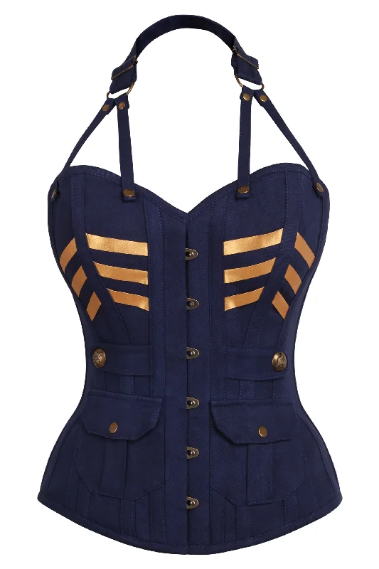 printed women bustiers and corsets patternsNavy Blue & Gold Military Inspired Burlesque Corset printed women bustiers and corsets patternsNavy Blue & Gold Military Inspired Burlesque Corset