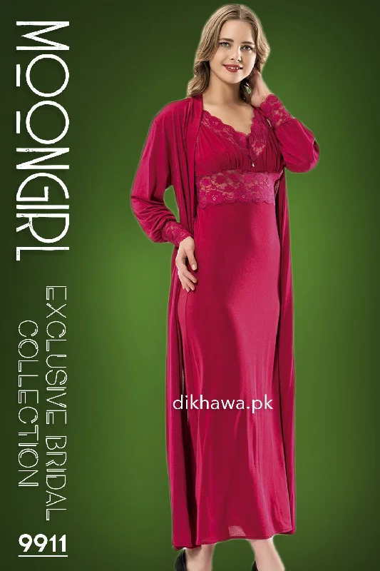 open - front women robes for easy wearMoongirl - Exclusive Bridal Wedding Nightwear 2Pc Long Nighty Set with Robe 9911 - Turkish Brand open - front women robes for easy wearMoongirl - Exclusive Bridal Wedding Nightwear 2Pc Long Nighty Set with Robe 9911 - Turkish Brand