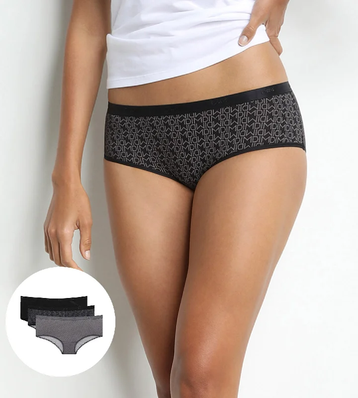 Breathable Bamboo Lingerie for Women Lot de 3 boxers noirs Femme Les Pockets Coton