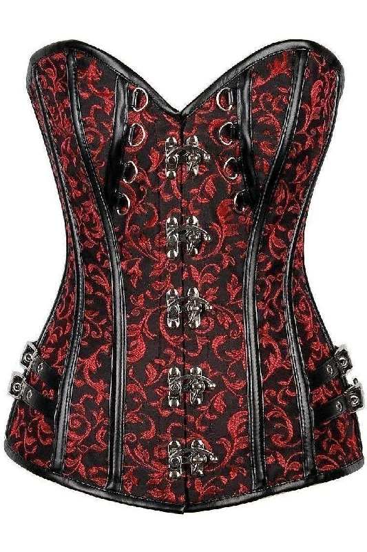 Top Drawer Brocade & Faux Leather Steel Boned Corset