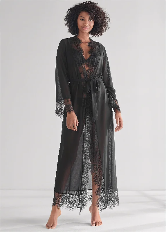 Long Sleeved Maxi Robe - Black