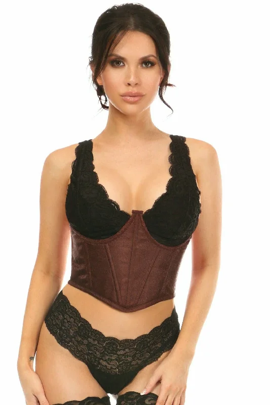 printed women bustiers and corsets patternsLavish Dark Brown Brocade Open Cup Waist Cincher