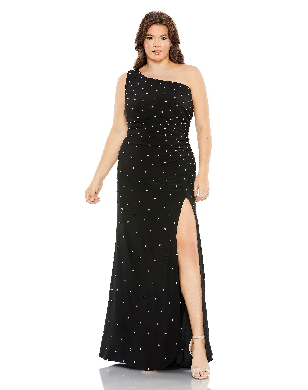 women sexy dresses with pleated skirtsMac Duggal 68130 Fabulouss Long One Shoulder Plus Size Dress women sexy dresses with pleated skirtsMac Duggal 68130 Fabulouss Long One Shoulder Plus Size Dress