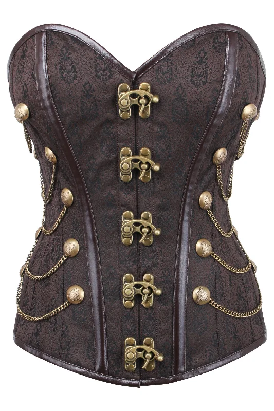 cosplay women bustiers and corsets costumesBROWN WAIST TAMING STEAMPUNK CORSET WITH CHAINS