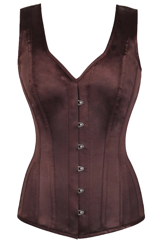 minimalist women bustiers and corsetsEspresso V Neck Waist Taming Overbust With Straps minimalist women bustiers and corsetsEspresso V Neck Waist Taming Overbust With Straps