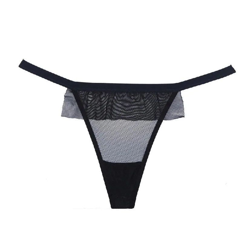 seamless quick - drying women thongs for water - based activitiesMesh Ruffle Bow Ribbon Thong seamless quick - drying women thongs for water - based activitiesMesh Ruffle Bow Ribbon Thong