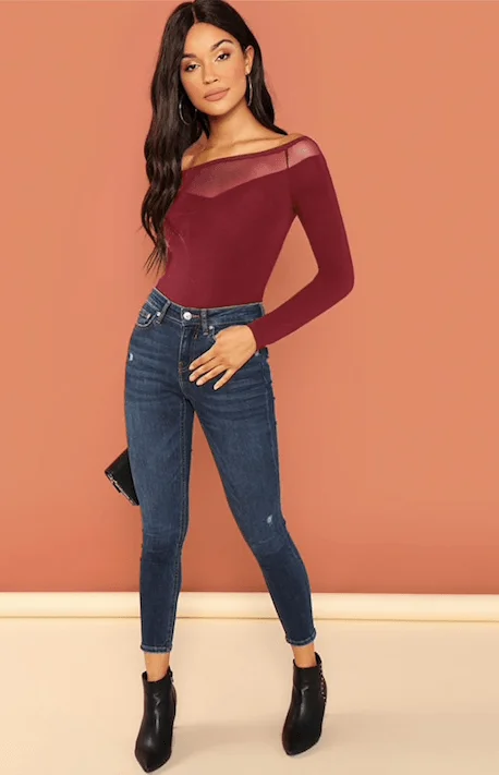 Cut - Out Bodysuits for a Trendy and Fashion - Forward StyleBACK IN BURGUNDY BODYSUIT Cut - Out Bodysuits for a Trendy and Fashion - Forward StyleBACK IN BURGUNDY BODYSUIT