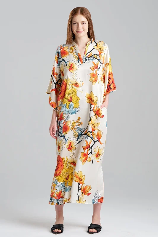 Lingerie Gift Sets for Women Winter Peony Satin Mandarin Caftan