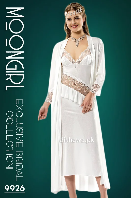 open - front women robes for easy wearMoongirl - Exclusive Bridal Wedding Nightwear 2Pc Long Nighty Set with Robe 9926 - Turkish Brand open - front women robes for easy wearMoongirl - Exclusive Bridal Wedding Nightwear 2Pc Long Nighty Set with Robe 9926 - Turkish Brand