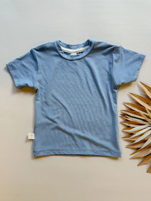 0/3m Crew Neck Essential Tee | Baby & Toddler | Luxury Bamboo | Dusty Blue