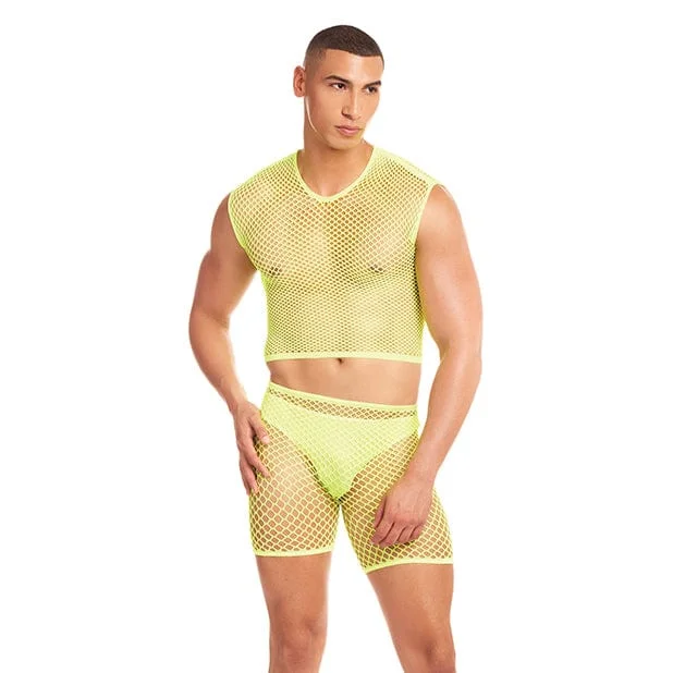 Rene Rofe - Rainbow Party Net-Bula Large Mesh Long Brief 3 pc Set Men Lingerie