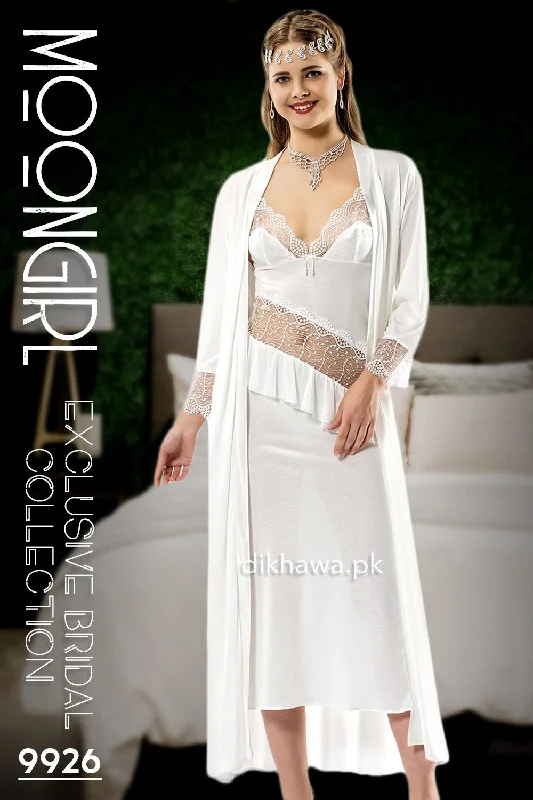 women robes with a color - blocking effectMoongirl - Exclusive Bridal Wedding Nightwear 2Pc Long Nighty Set with Robe 9926 - Turkish Brand women robes with a color - blocking effectMoongirl - Exclusive Bridal Wedding Nightwear 2Pc Long Nighty Set with Robe 9926 - Turkish Brand