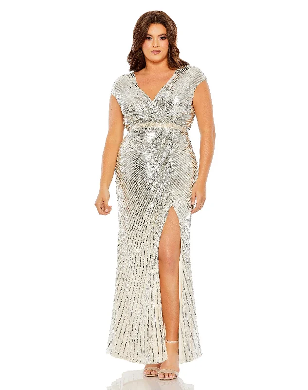women sexy dresses with metallic accentsMac Duggal 5352 Fabulouss Plus Size Long Cap Sleeve Formal Dress women sexy dresses with metallic accentsMac Duggal 5352 Fabulouss Plus Size Long Cap Sleeve Formal Dress