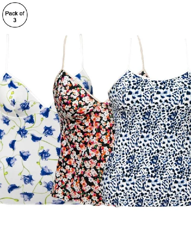Lingerie Gift Sets for Women Pack of 3 Flowers Printed Fancy Casual Wear Camisole