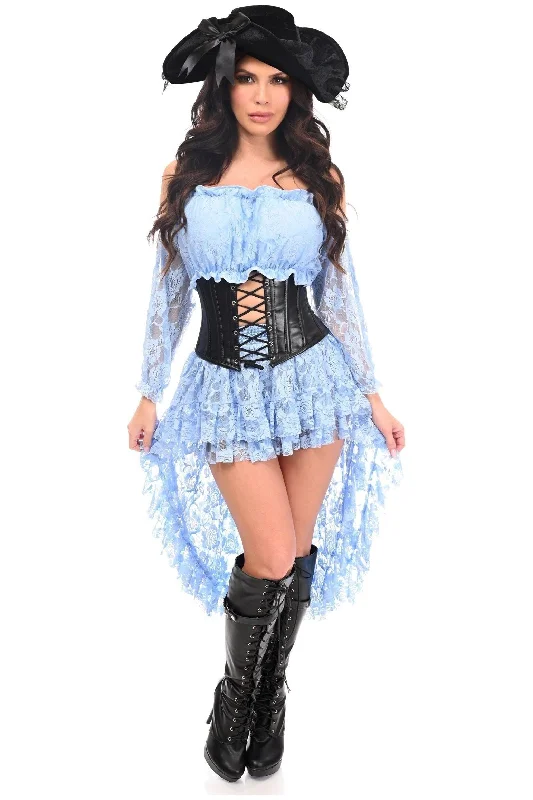 Top Drawer 4 PC Lt Blue Premium Pirate Corset Costume