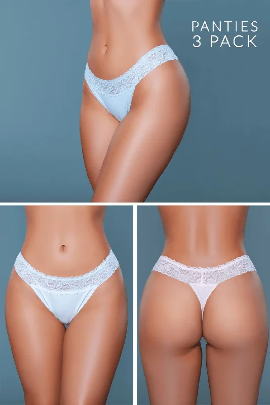 Multiple Low Rise Thongs Featuring Floral Waist