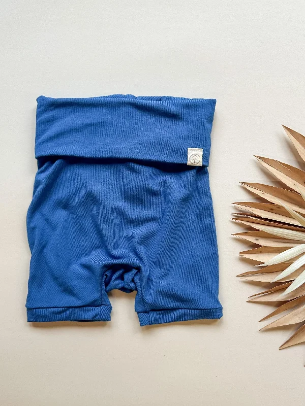 0/3m | Fold Over Shorties | Cobalt | Luxury Bamboo