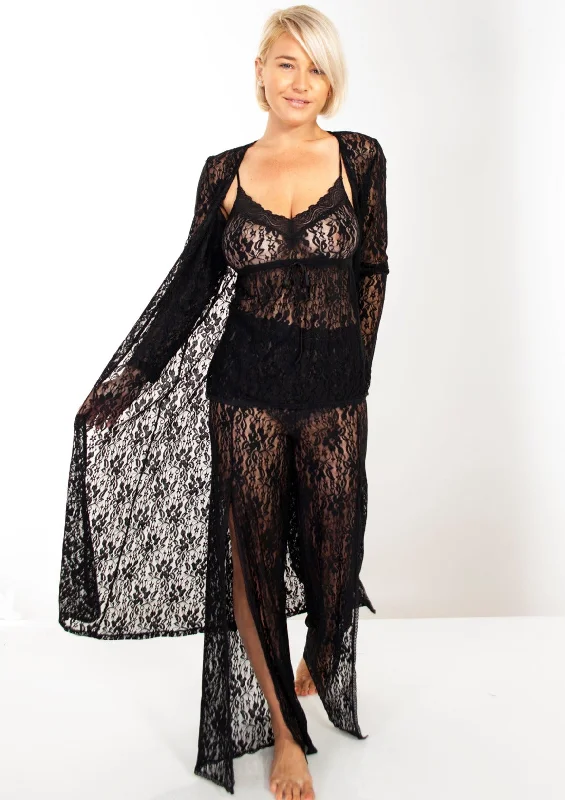 Elegant French Lace Lingerie for Women Up All Night Stretch Lace Duster