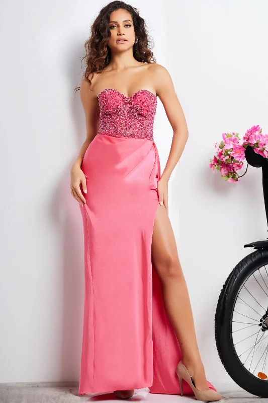 women sexy dresses with ruched bodicesJovani 26165 Strapless Embellished Prom Dress