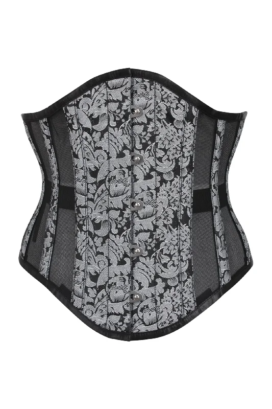 seamless women bustiers and corsets comfortSilver Brocade Underbust Corset with Mesh Panels seamless women bustiers and corsets comfortSilver Brocade Underbust Corset with Mesh Panels
