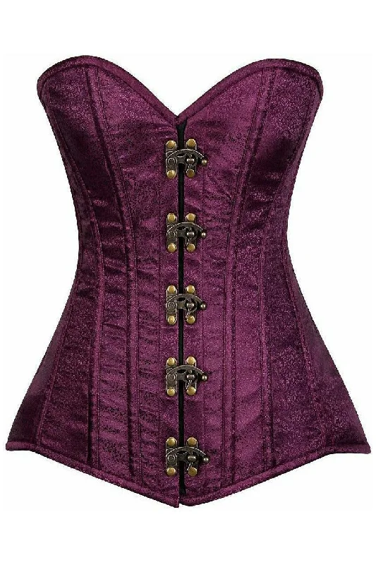 Top Drawer Plum Brocade Steel Boned Corset w/Clasp Closure