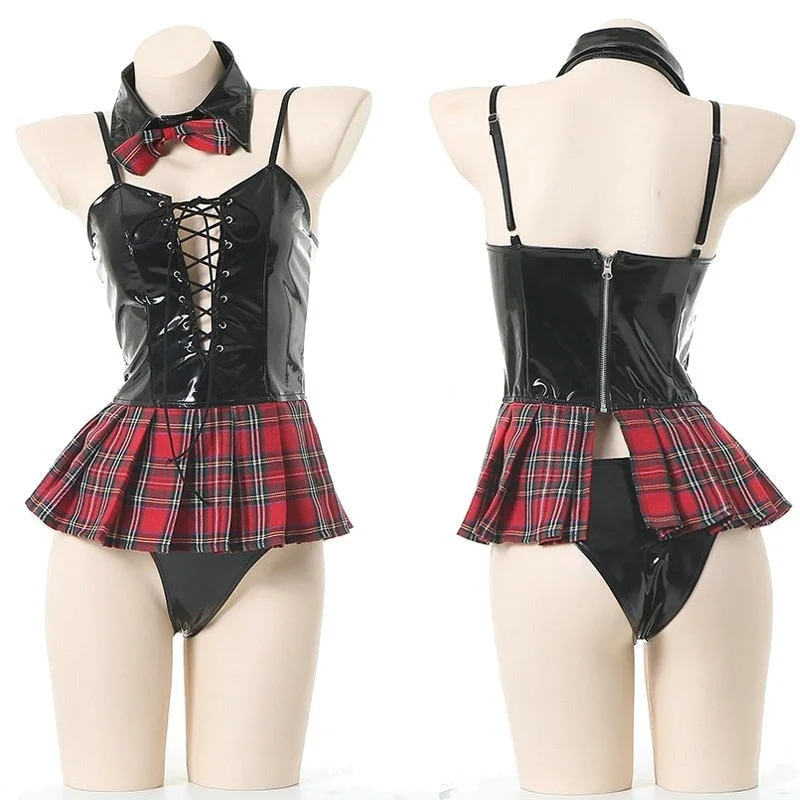 Designer Lingerie Sets for Women Gothic Tartan Student Cosplay