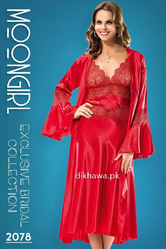 women robes for a spa - like experience at homeMoongirl - Exclusive Bridal Wedding Nightwear 2Pc Long Nighty Set with Robe 2078 - Turkish Brand women robes for a spa - like experience at homeMoongirl - Exclusive Bridal Wedding Nightwear 2Pc Long Nighty Set with Robe 2078 - Turkish Brand