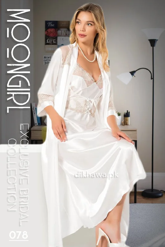 women robes for a romantic evening inMoongirl - Exclusive Bridal 2Pc Long Nighty Set with Robe - Wedding Nightwear 078 - Turkish Brand women robes for a romantic evening inMoongirl - Exclusive Bridal 2Pc Long Nighty Set with Robe - Wedding Nightwear 078 - Turkish Brand