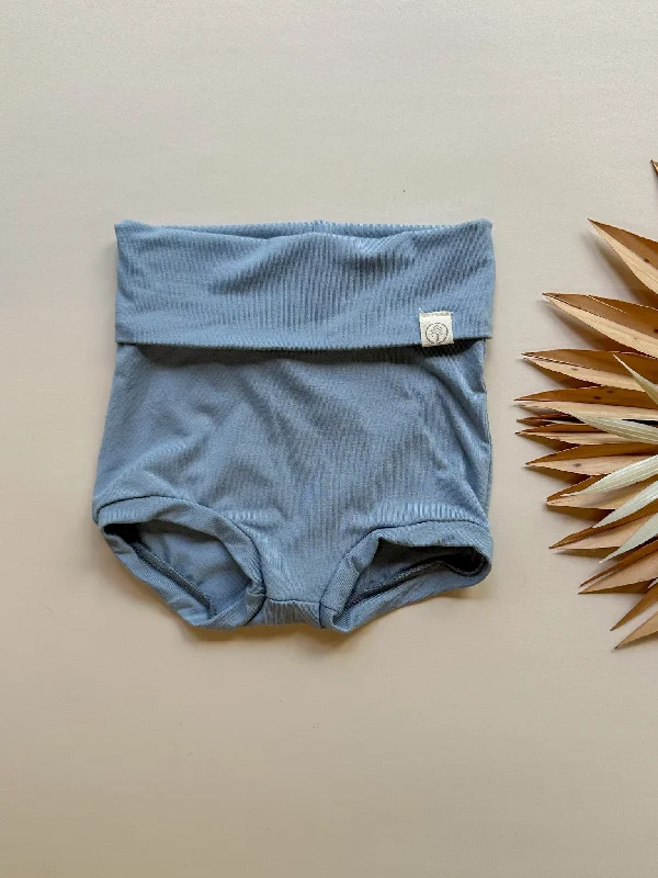 12/24m 2/3t Fold-Over Bloomers | Baby & Toddler | Luxury Bamboo | Dusty Blue