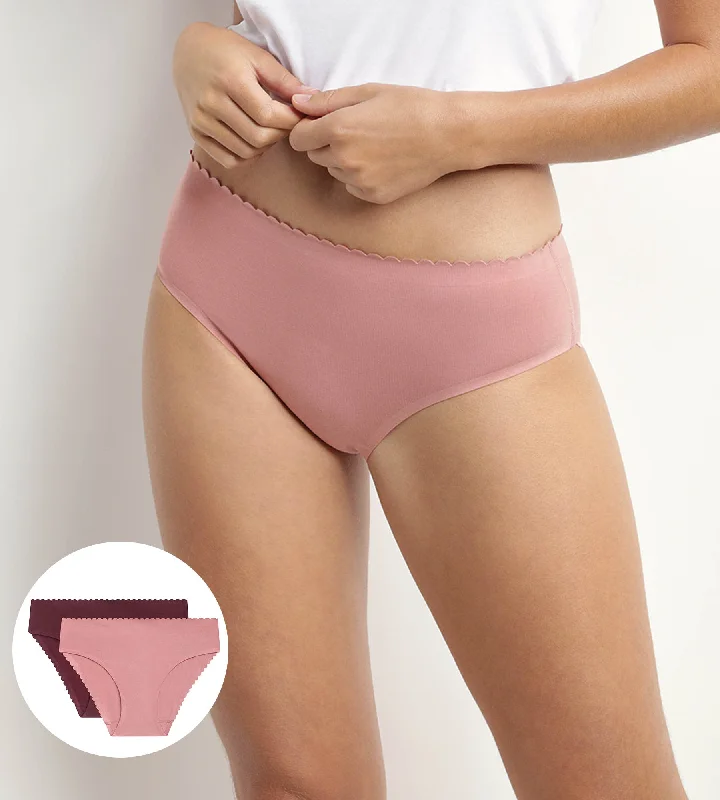 Lingerie Gift Sets for Women Lot de 2 slips femme en coton stretch Rose et Ruby Body Touch Easy