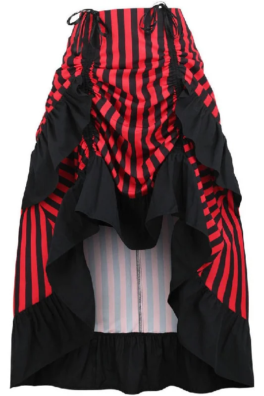 handcrafted women bustiers and corsetsBlack/Red Stripe Adjustable High Low Skirt