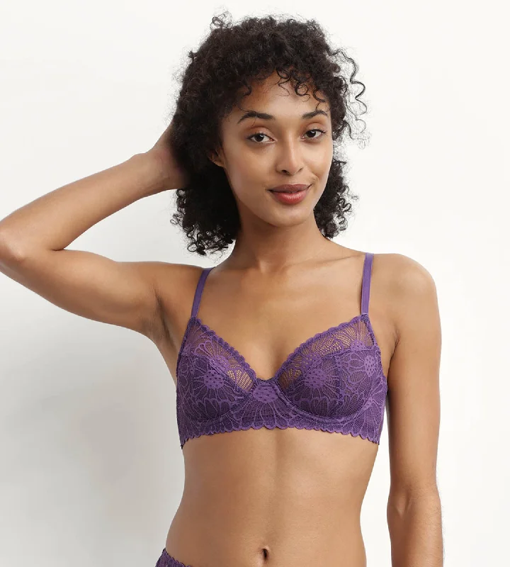 Luxury Lingerie for Special Occasions Soutien-gorge emboitant en tulle et dentelle Violet Fais-Moi Une Fleur