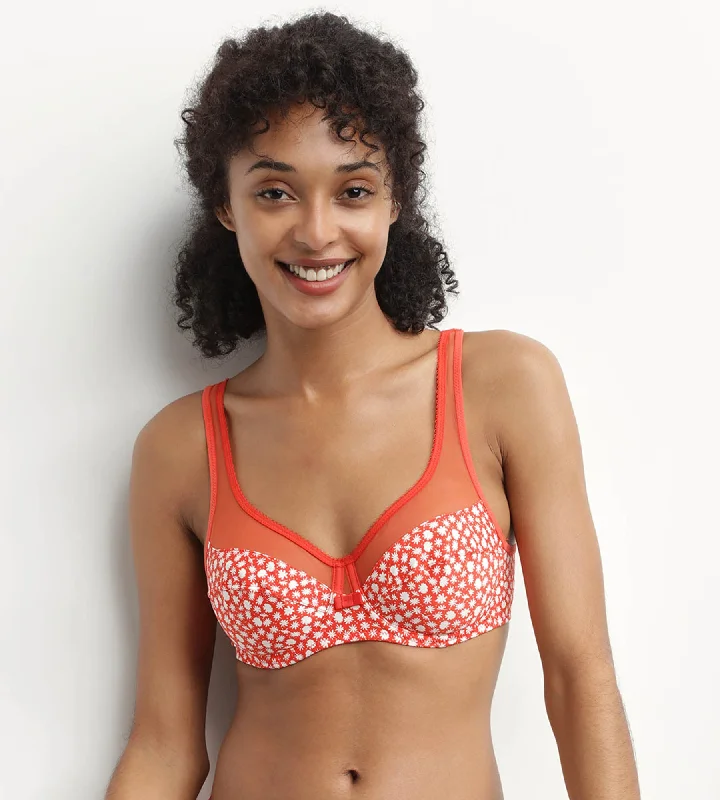 Women's Everyday Wear Lingerie Soutien-gorge emboitant avec armatures Rouge à fleurs Generous Dim