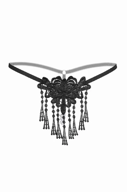 plus - size women thongs with wide - set straps for comfortGlam Fringe and Pearls Thong plus - size women thongs with wide - set straps for comfortGlam Fringe and Pearls Thong