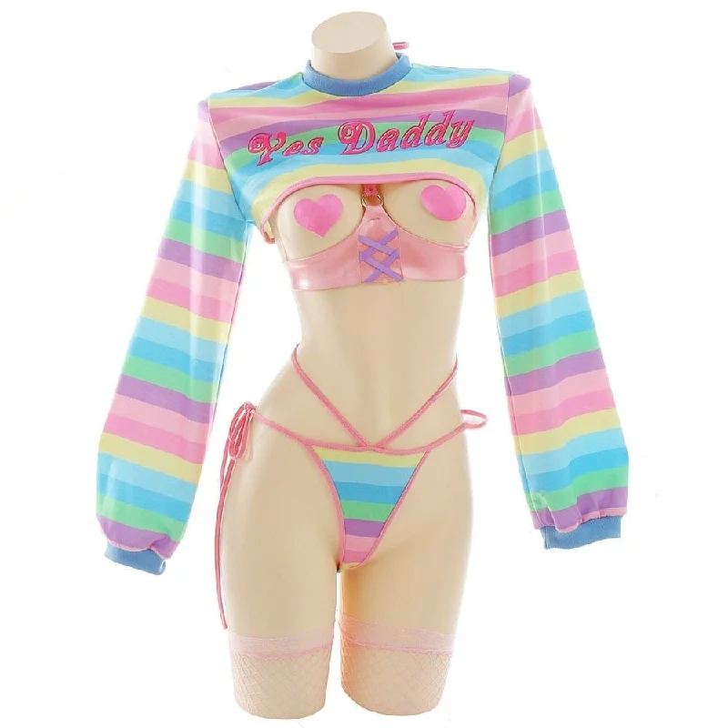 Women's Shapewear Lingerie Sets Yes Daddy Rainbow Set