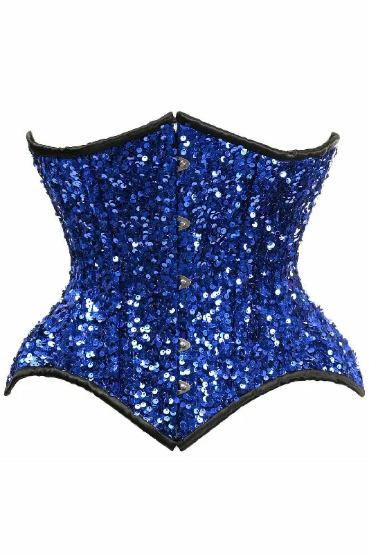 handcrafted women bustiers and corsetsTop Drawer Steel Boned Blue Sequin Curvy Cut Waist Cincher Corset handcrafted women bustiers and corsetsTop Drawer Steel Boned Blue Sequin Curvy Cut Waist Cincher Corset