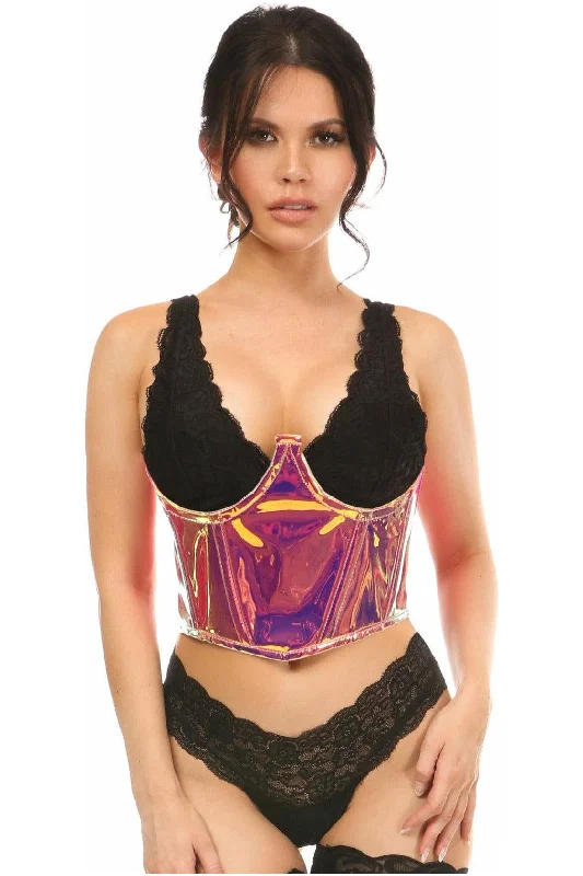 Lavish Rainbow Gold Holo Open Cup Underwire Waist Cincher