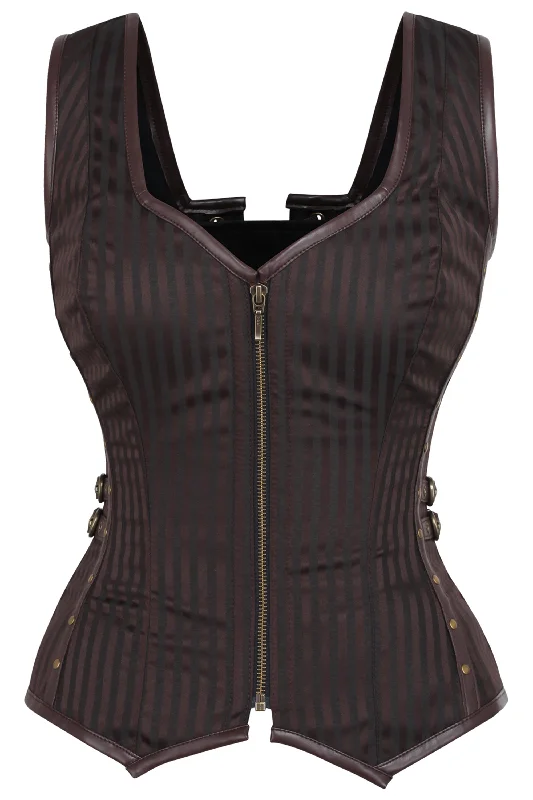 underbust corsets for women fashionBrown Jacquard Steampunk Corset