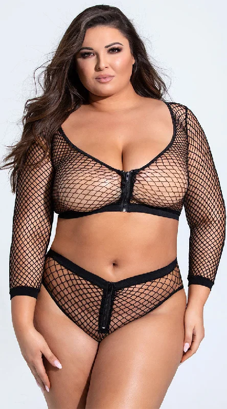 Affordable Lingerie for Women Plus Size Daring Fishnet Cami Set