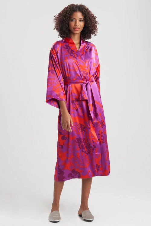 Soleil-Printed Matte Satin Robe