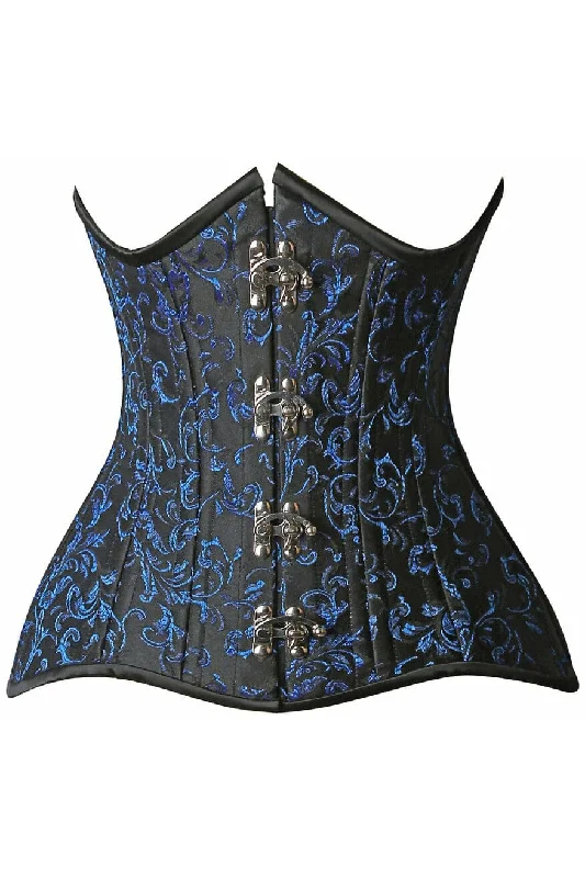 evening wear women bustiers and corsetsTop Drawer CURVY Blue Brocade Double Steel Boned Under Bust Corset evening wear women bustiers and corsetsTop Drawer CURVY Blue Brocade Double Steel Boned Under Bust Corset