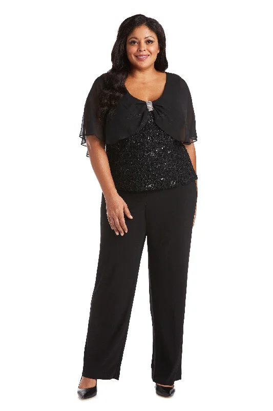 R&M Richards 7029W Plus Size Lace Caplet Pant Set