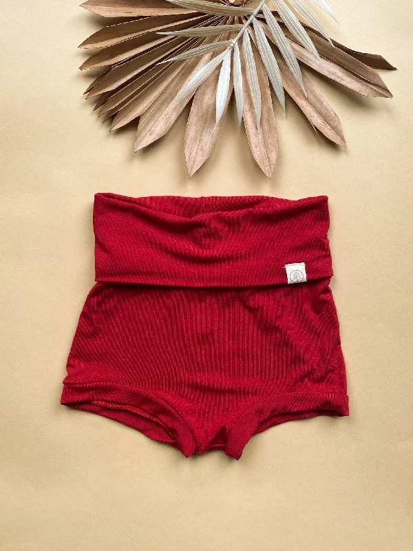High - Neck Bodysuits for a Modest and Sophisticated Look4T + 5T | Fold Over Bloomers | Red | Bamboo High - Neck Bodysuits for a Modest and Sophisticated Look4T + 5T | Fold Over Bloomers | Red | Bamboo
