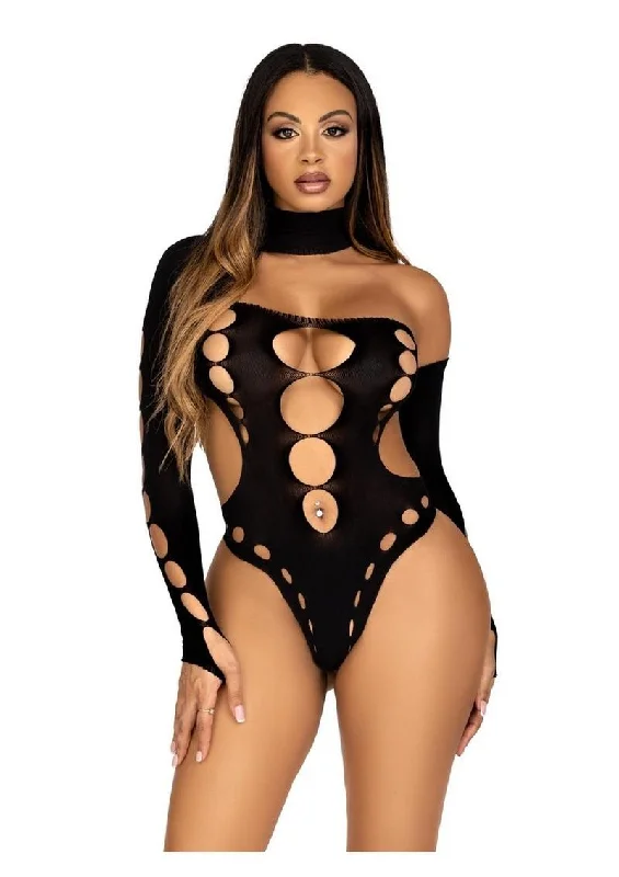 Leg Avenue Seamless Asymmetrical Cut Out Thong Back Bodysuit