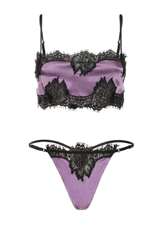 Luxury Lingerie for Special Occasions Silk and Lace Bandeau and V String Set